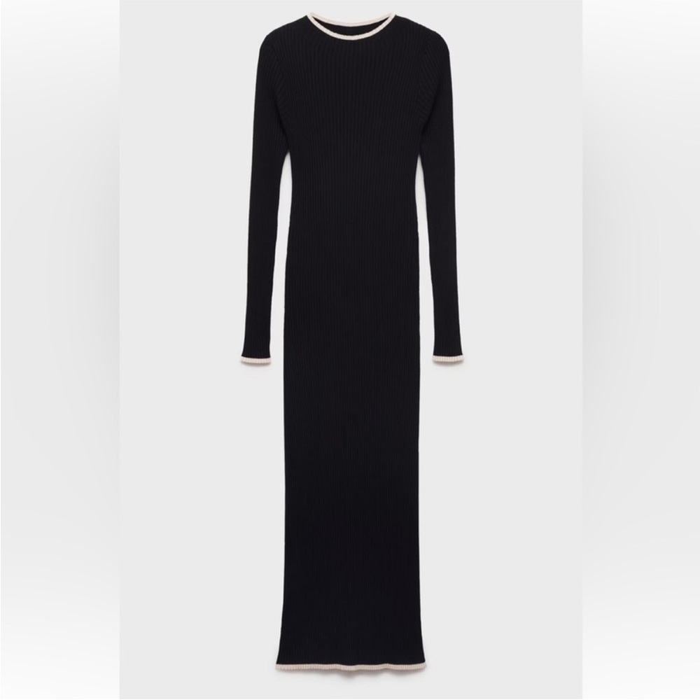 Mango Elegant Black Long Sleeve Dress